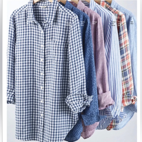 LL Bean Linen Plaid Shirt - Picture 11 of 13